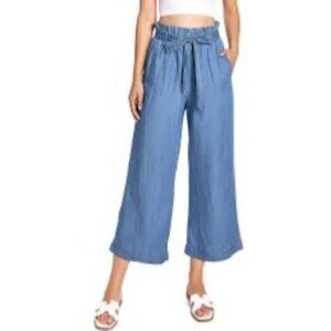 Know Rose Womens Paper Bag Pull-On Denim Wide Leg Jeans Size S High Rise NWT
